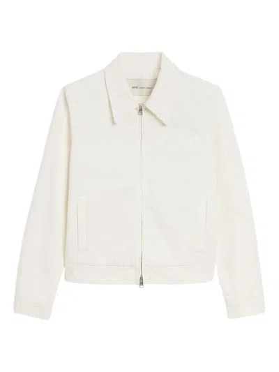 Coutr.com Ami Paris Cotton Tonal Ami De Coeur Zipped Jacket In White