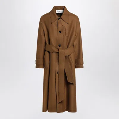 Coutr.com Ami Paris Wool Belted Mac Coat In Brown