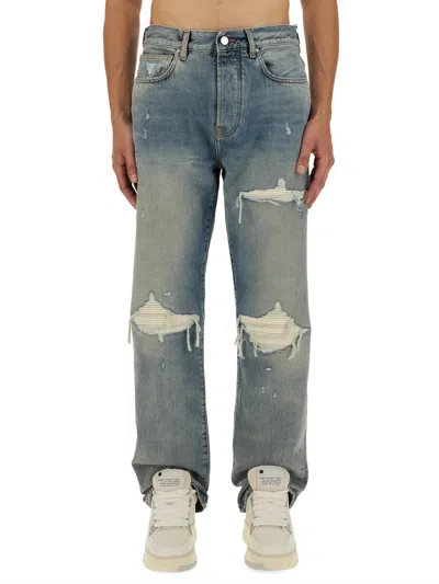 Coutr.com Amiri Suede Straight Mx1 Jeans In Blue