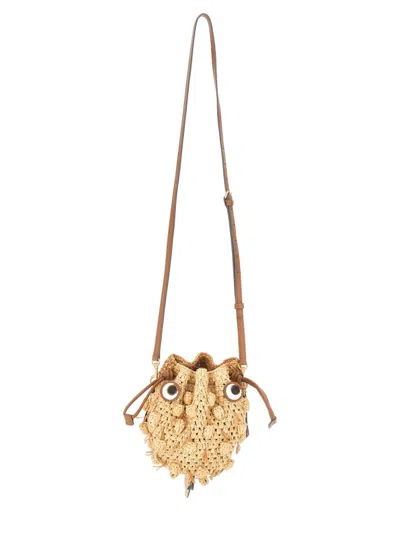 Coutr.com Anya Hindmarch Raffia Leather-trim Bow Shoulder Bag In Sand