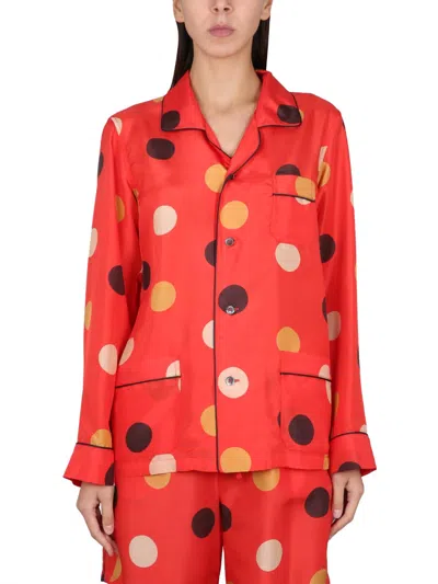 Coutr.com Aspesi Dot-print Silk Shirt In Orange
