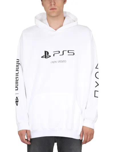 Coutr.com Balenciaga Oversized Distressed Printed Cotton-jersey Hoodie In White