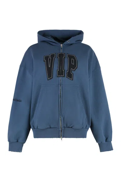 Coutr.com Balenciaga Vip Pulled Zip-up Hoodie In Blue