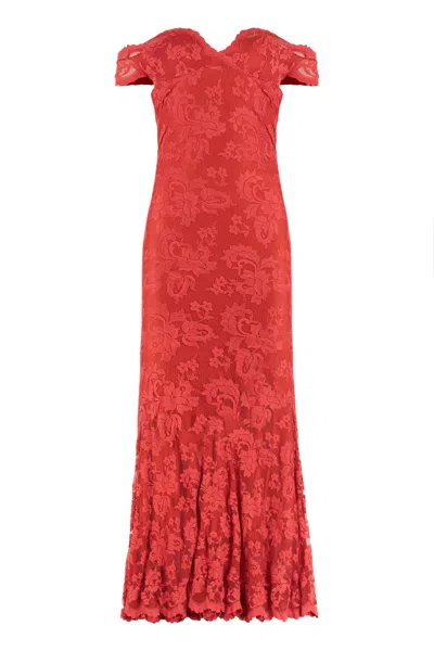 Coutr.com Balensi Sweetheart Long-sleeve Maxi Dress In Red