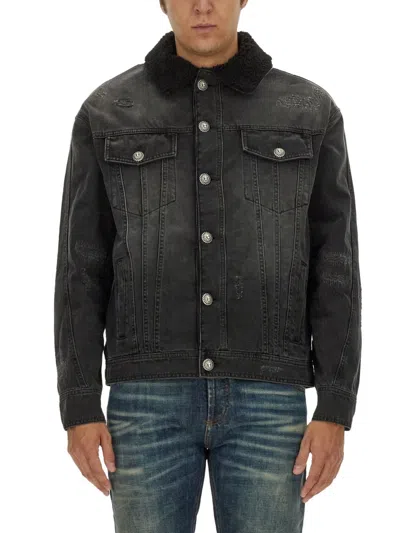 Coutr.com Balmain Faded Denim Jacket In Black