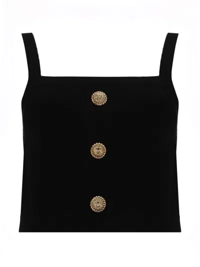 Coutr.com Balmain Knit Bralette Top With Buttons In Black