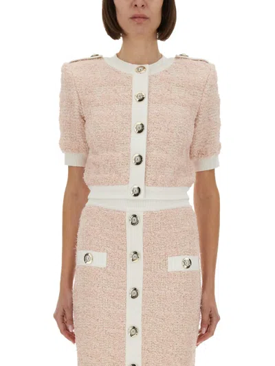 Coutr.com Balmain Tweed Cardigan In Pink