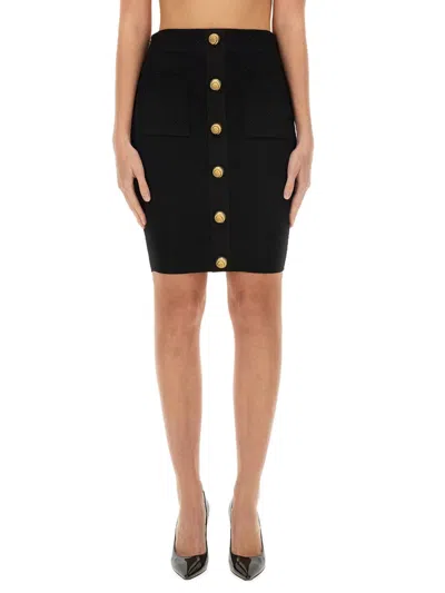 Coutr.com Balmain Vichy Knit Skirt In Black