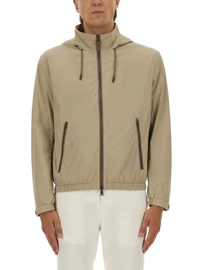 Coutr.com Boss Water-repellent Windbreaker With Packable Hood In Sand