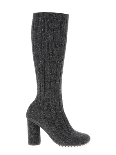 Coutr.com Bottega Veneta Atomic Ribbed-knit Knee-boots In Gray