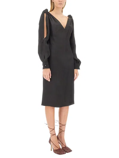 Coutr.com Bottega Veneta Viscose Midi Dress In Black
