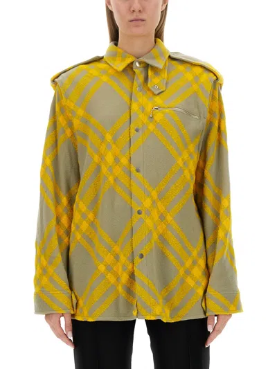Coutr.com Burberry Check Wool Blend Shirt In Yellow
