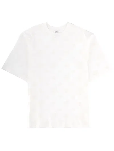 Coutr.com Casablanca Applique Monogram Oversized Short Sleeve T‑shirt In White