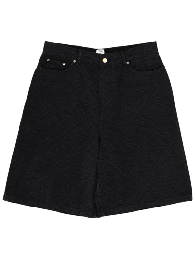 Coutr.com Casablanca Laser Monogram Denim Shorts In Black