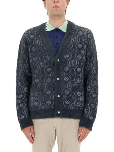 Coutr.com Casablanca Logo-pattern V-neck Cardigan In Gray