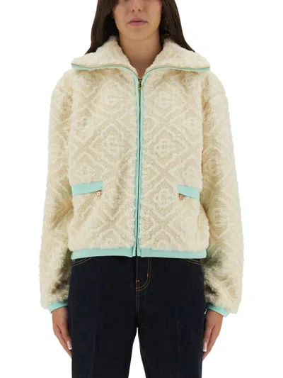 Coutr.com Casablanca Monogram Jacquard Fleece Jacket In White