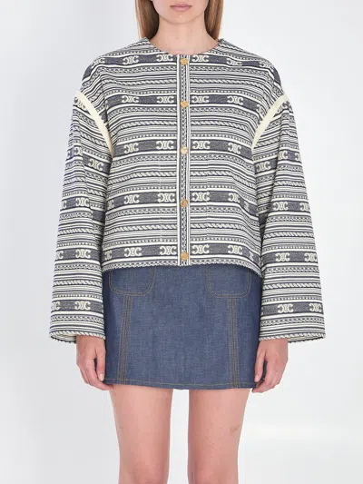 Coutr.com Celine Baja Cardigan Jacket In Cotton Wool In Blue