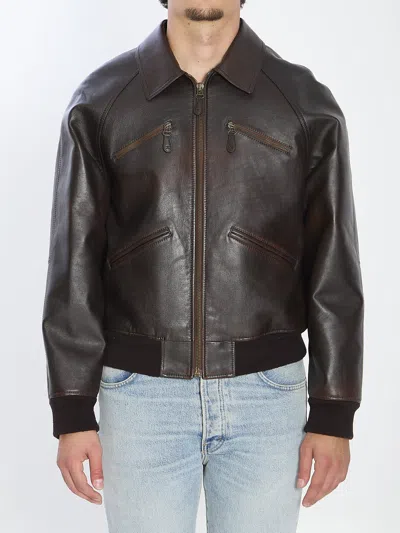 Coutr.com Celine Bomber Jacket In Calfskin In Brown
