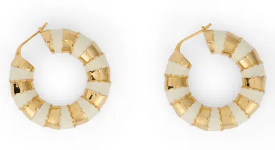 Coutr.com Celine Frosted Hoops In Enamel And Brass With Gold Finish