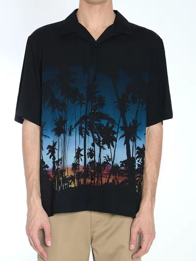 Coutr.com Celine Hawaiian Shirt In Printed Viscose In Black