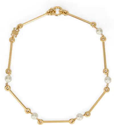 Coutr.com Celine Les Perles Celine Straight Necklace In Resin Pearls And Brass With Gold Finish