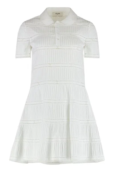 Coutr.com Celine Mini Dress With Embroidered Trims In Cotton Batiste In White