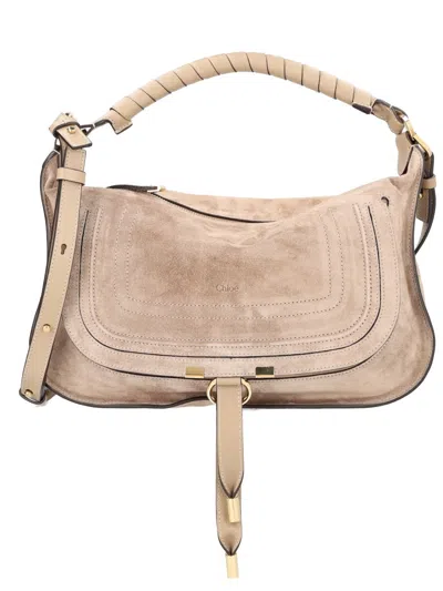 Coutr.com Chloé Small Marcie Shoulder Bag In Suede Leather In Sand