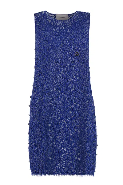 Coutr.com Coperni Lace Floral-pattern Mini Dress In Blue
