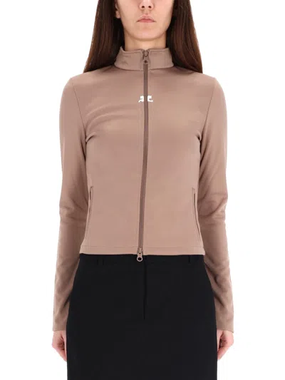 Coutr.com Courreges 바이커 자켓 In Brown