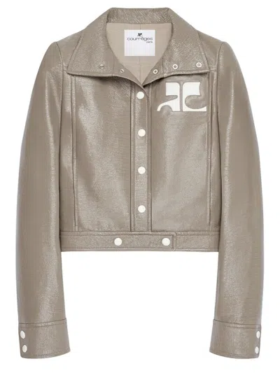 Coutr.com Courreges Vinyl Cropped Jacket In Gray
