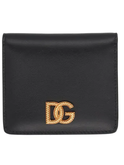 Coutr.com Dolce & Gabbana Calfskin Wallet With Dg Logo For Women In Black