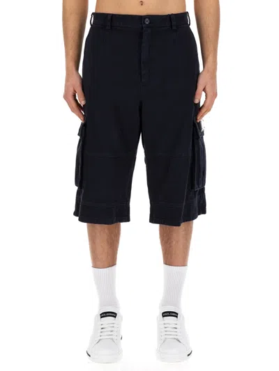 Coutr.com Dolce & Gabbana Cotton Cargo Bermuda Shorts In Blue