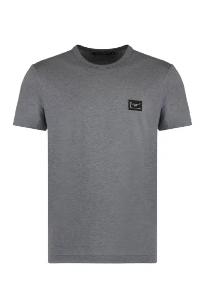 Coutr.com Dolce & Gabbana Cotton T-shirt With Branded Tag For Men In Gray