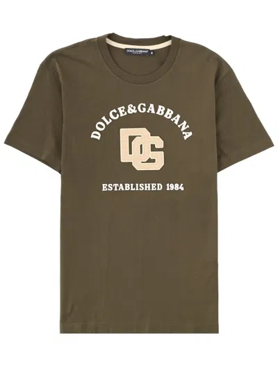 Coutr.com Dolce & Gabbana Cotton T-shirt With Print And Embroidery In Brown