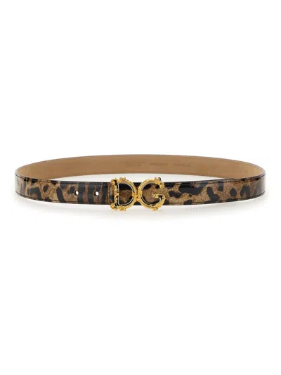 Coutr.com Dolce & Gabbana Dg-buckle Leopard-print Belt In Multi