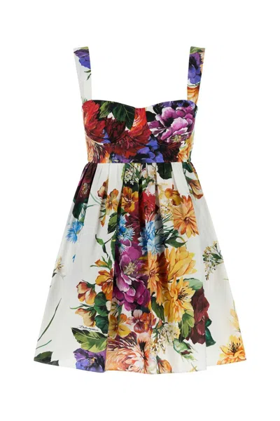 Coutr.com Dolce & Gabbana Flower Bouquet-print Poplin Dress In Multi