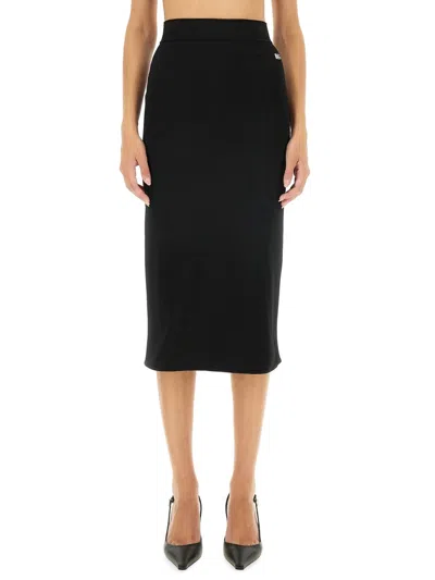 Coutr.com Dolce & Gabbana Gonna Longuette In Maglia Di Viscosa Stretch Con Logo Dg In Black