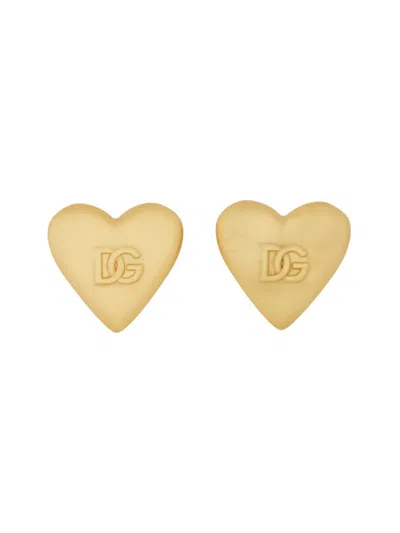 Coutr.com Dolce & Gabbana Heart Earrings With Dg Logo In Gold
