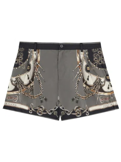 Coutr.com Dolce & Gabbana Leopard-print Swim Trunks In Gray