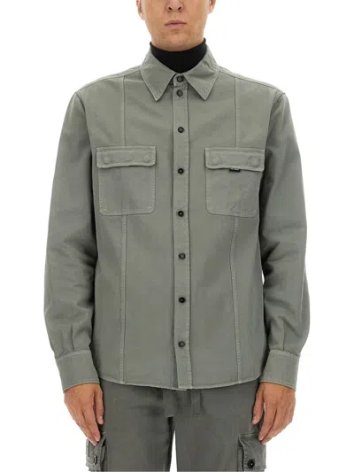 Coutr.com Dolce & Gabbana Logo Jacquard Cotton-blend Overshirt In Gray