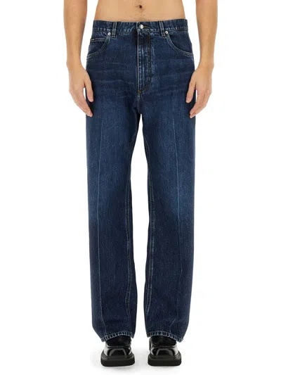 Coutr.com Dolce & Gabbana Oversize Cotton Jeans With Embroidered Logo For Men In Blue