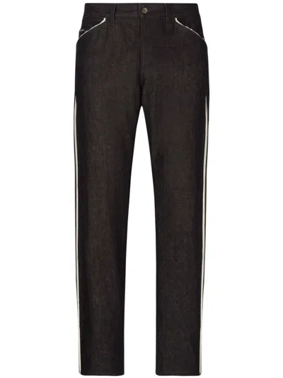 Coutr.com Dolce & Gabbana Piped Straight-leg Jeans In Brown