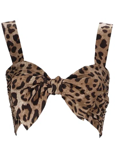 Coutr.com Dolce & Gabbana Poplin Top With Leopard Print In Animal Print