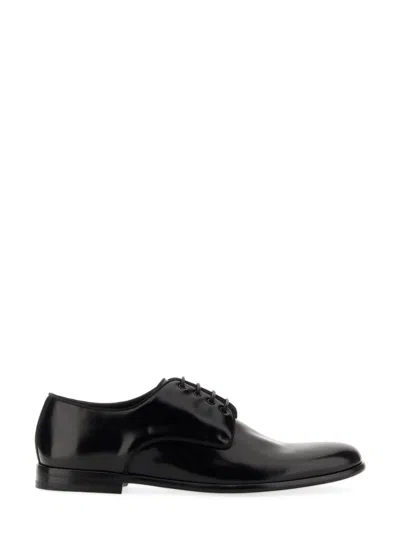 Coutr.com Dolce & Gabbana Raffaello Brushed Leather Derby Shoes In Black