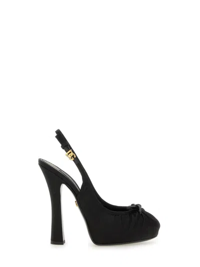 Coutr.com Dolce & Gabbana Satin Slingback Pumps In Black