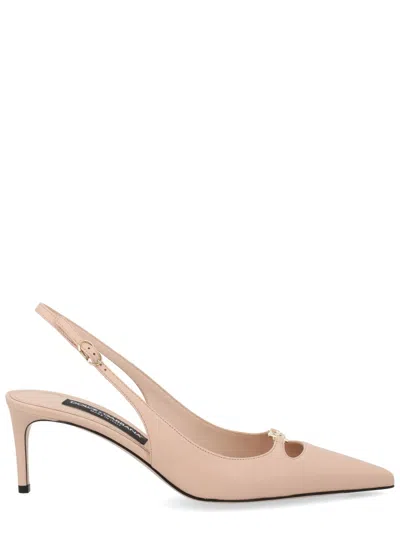 Coutr.com Dolce & Gabbana Silk-effect Nappa Leather Slingback In Brown