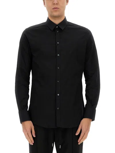 Coutr.com Dolce & Gabbana Stretch Poplin Gold-fit Shirt In Black
