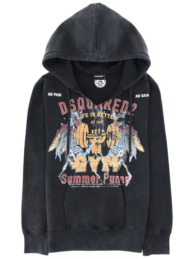 Coutr.com Dsquared Rock Wash Long & Lean Fit Hoodie In Gray