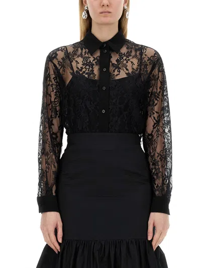 Coutr.com Elegant Lace Shirt For Women In Black