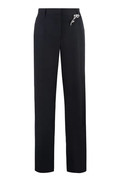 Coutr.com Elegant Wool Gabardine Trousers For Women In Blue